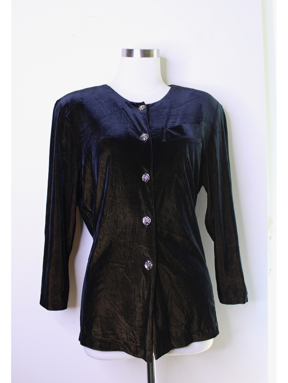 Vintage Velvet Iridescent Button Down Blouse - Medium